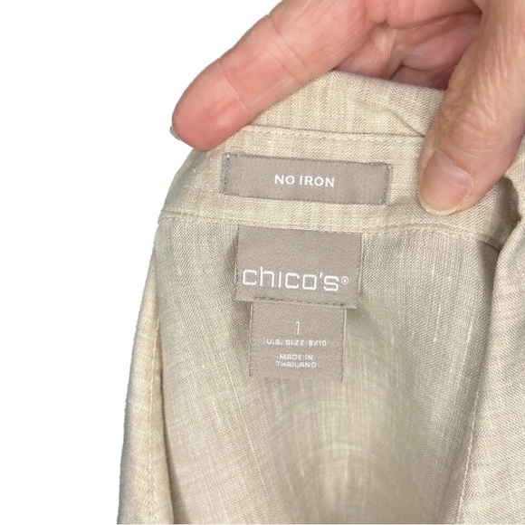 Chico's super lightweight linen, no iron, blouse, Tan, size 1 - Picture 5 of 7